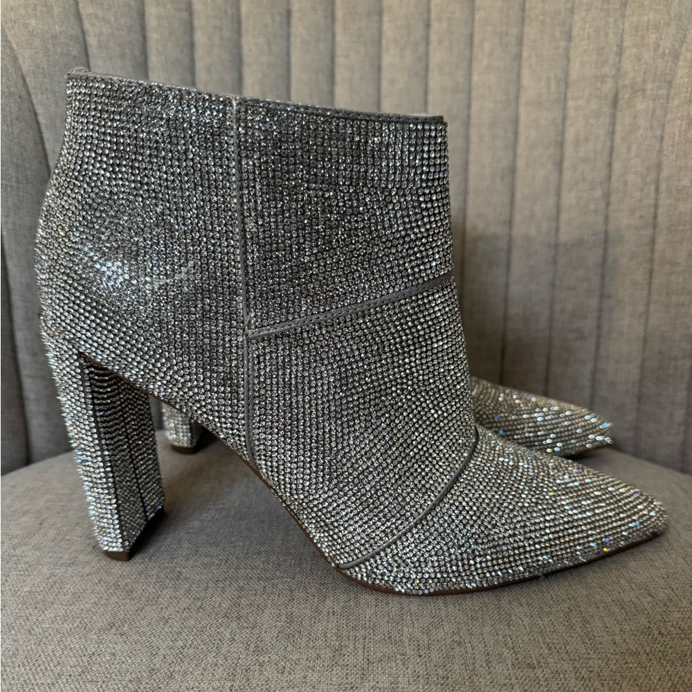 Steve Madden Sparkling Silver Ankle Booties